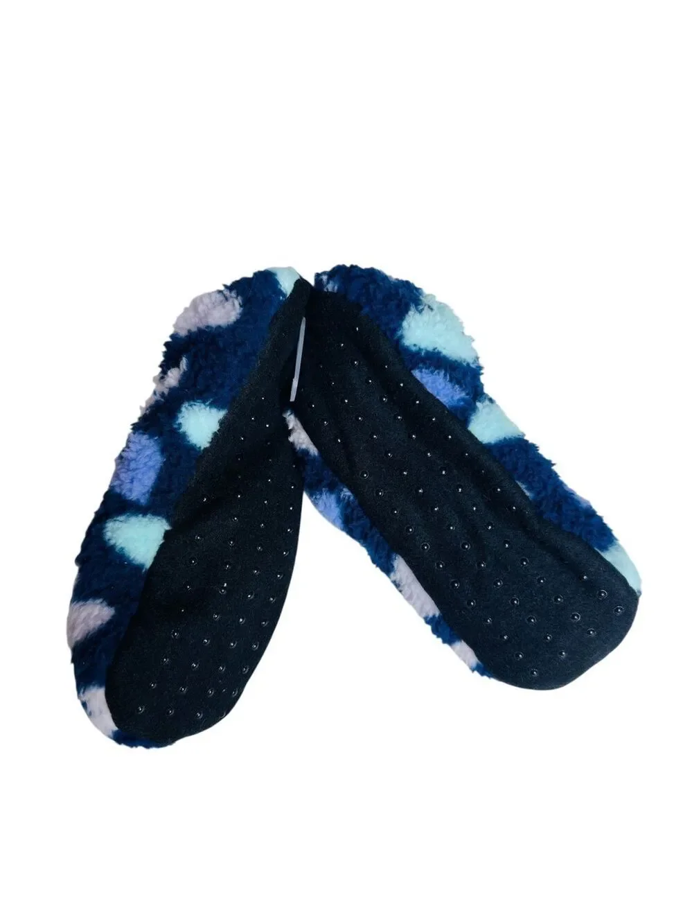 Art Class Kids Fuzzy Slippers Heart Print Cozy Sherpa Lined Gripper Bottoms M L